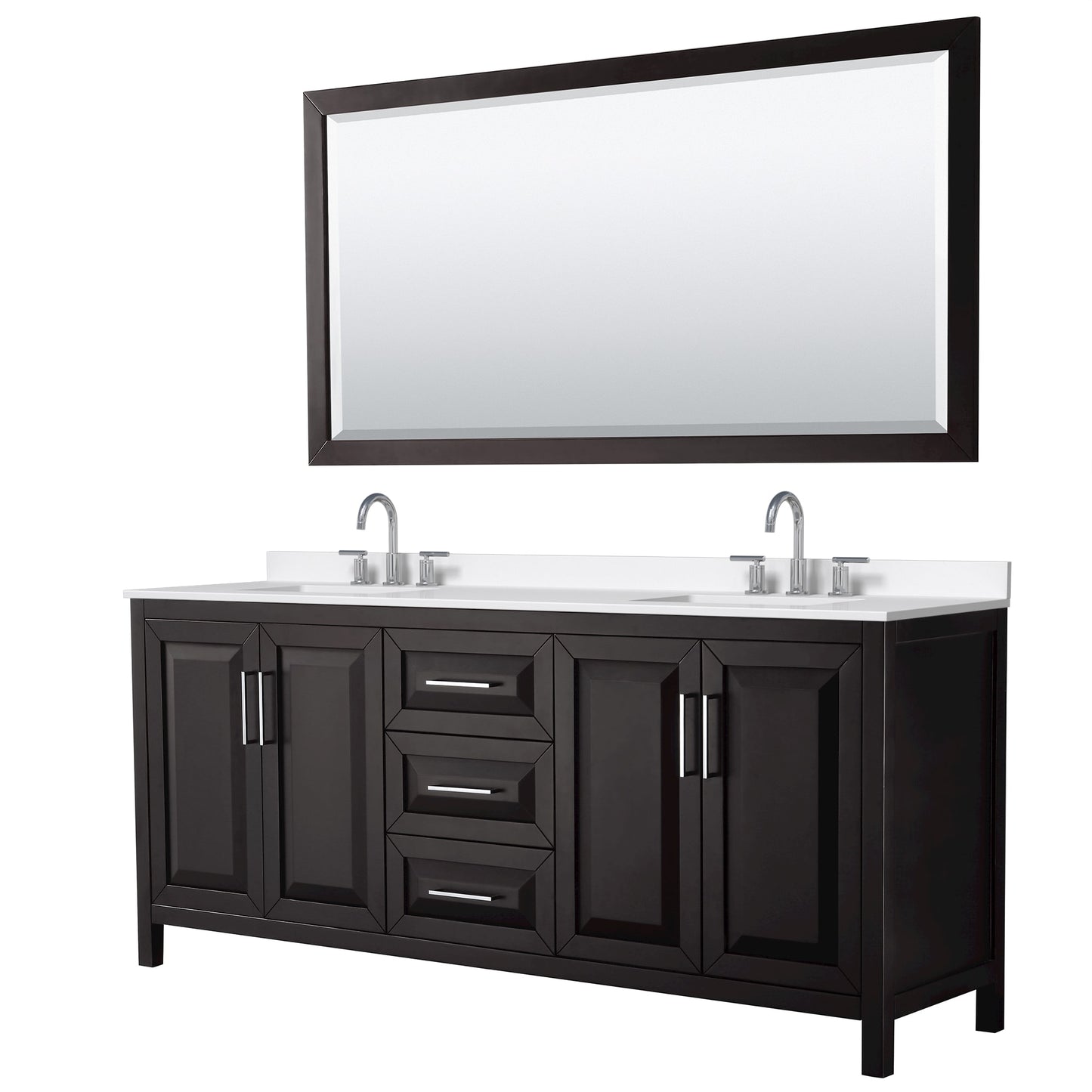 Daria Bathroom Vanity with Countertop 80 inch Double Sink 3-hole Faucet Setup