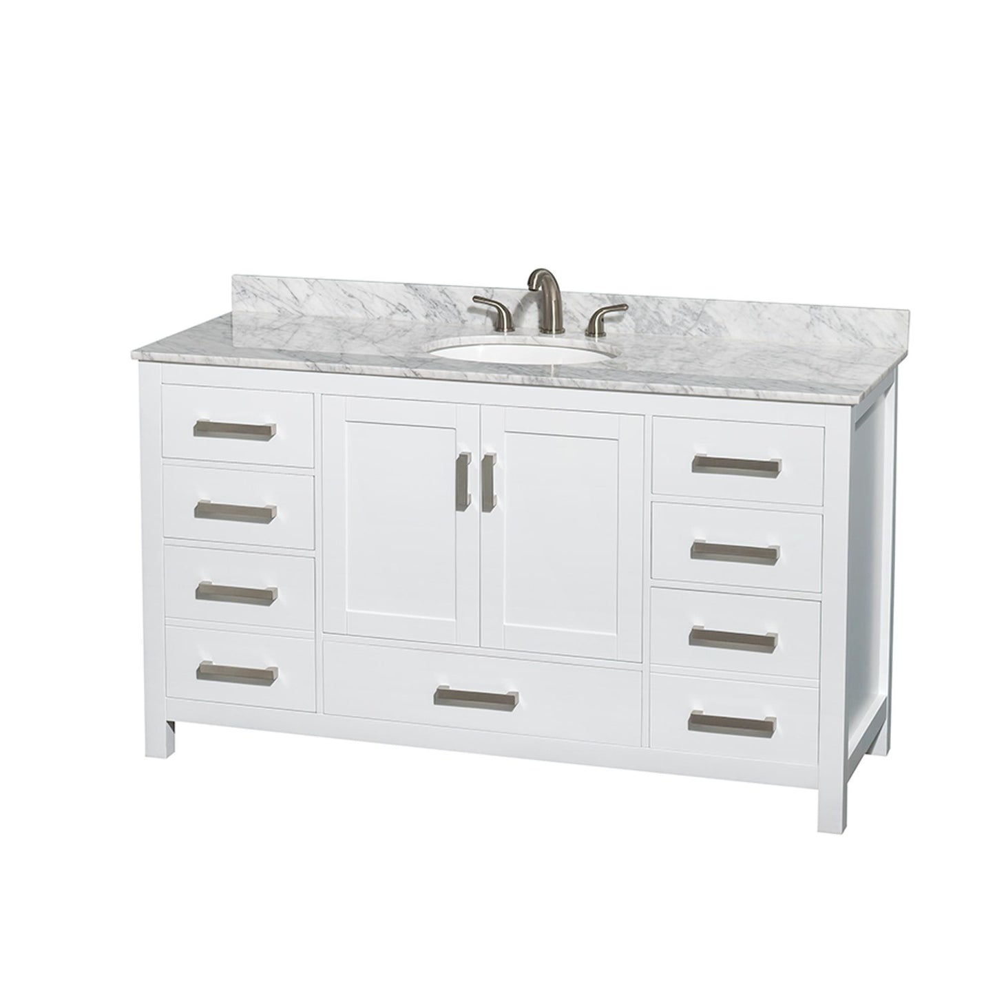 Sheffield Bathroom Vanity with Countertop 60 inch Single Sink 3-hole Faucet Setup