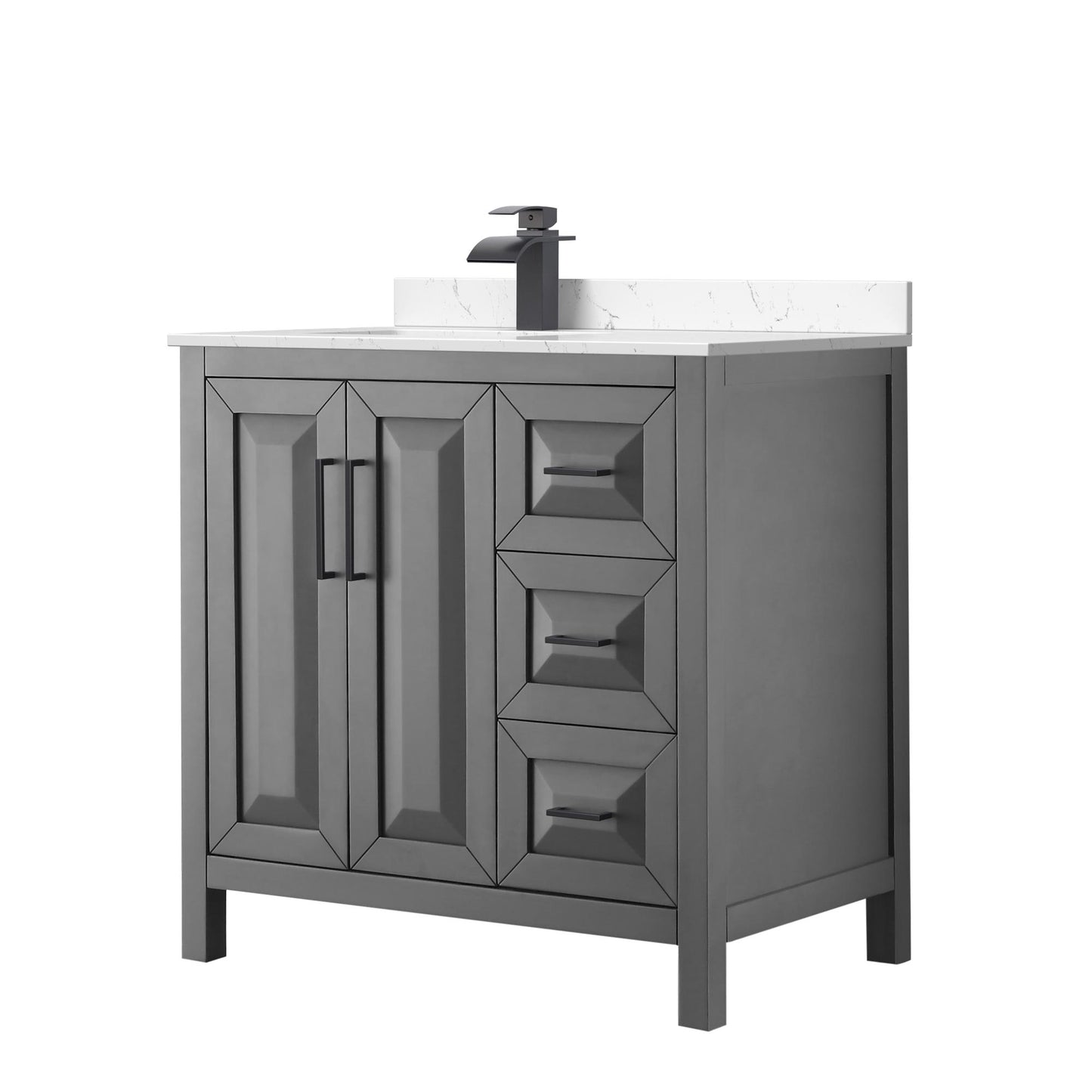 Daria Bathroom Vanity with Countertop 36 inch Single Sink Single hole Faucet Setup