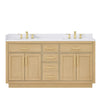 Custom image for Rift Oak with Brushed Gold Trim / White Cultured Marble / No Mirror