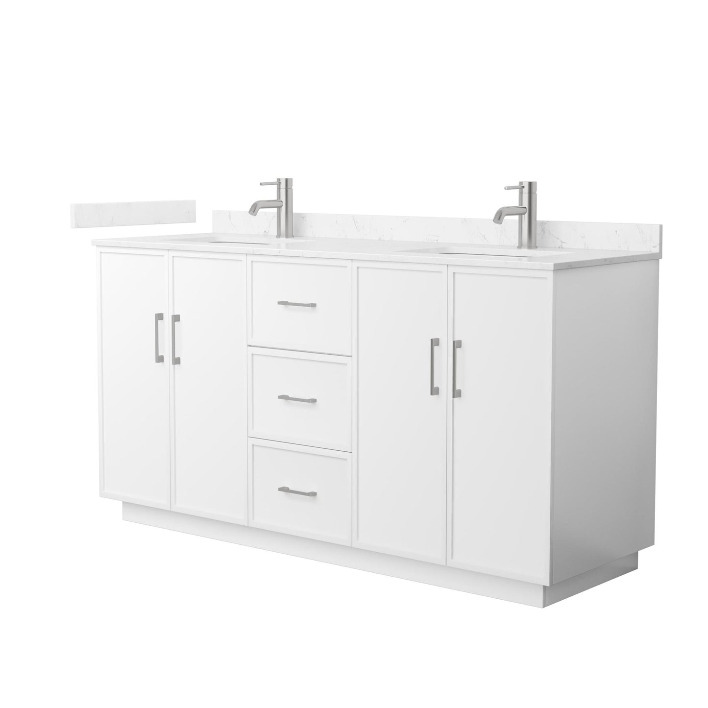 Elan TK Bathroom Vanity with Countertop 66 inch Double Sink Single hole Faucet Setup
