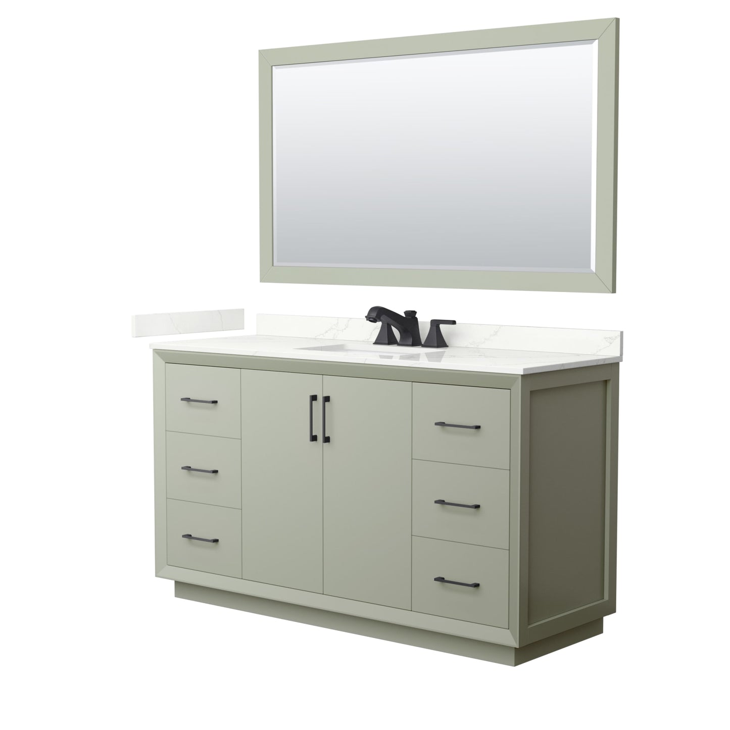 Strada Bathroom Vanity with Countertop 60 inch Single Sink 3-hole Faucet Setup
