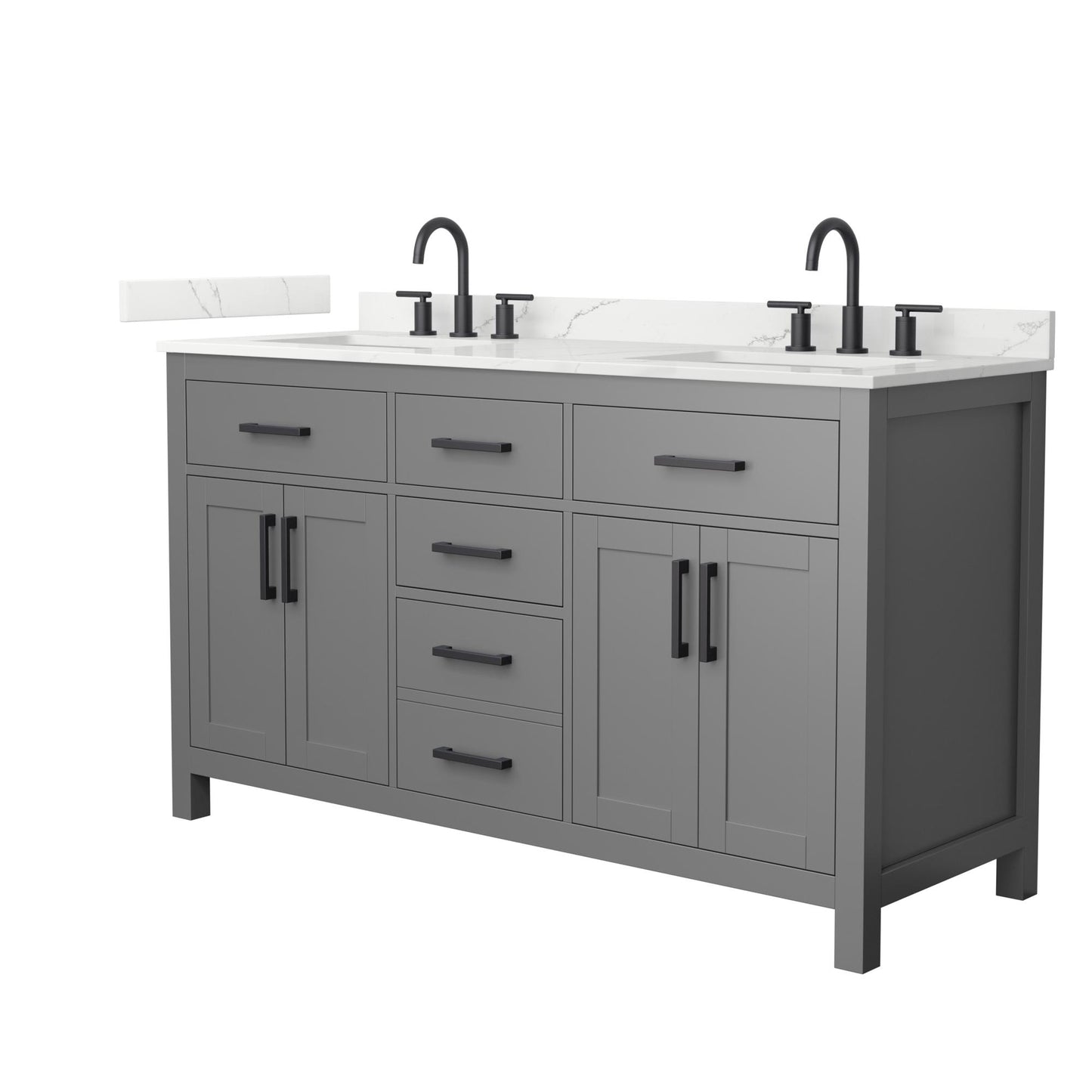 Beckett Bathroom Vanity with Countertop 60 inch Double Sink 3-hole Faucet Setup