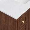 Custom image for Dark Walnut with Brushed Gold Trim / White Cultured Marble / No Mirror