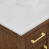 Custom image for Dark Oak with Brushed Gold Trim / Carrara Cultured Marble / No Mirror