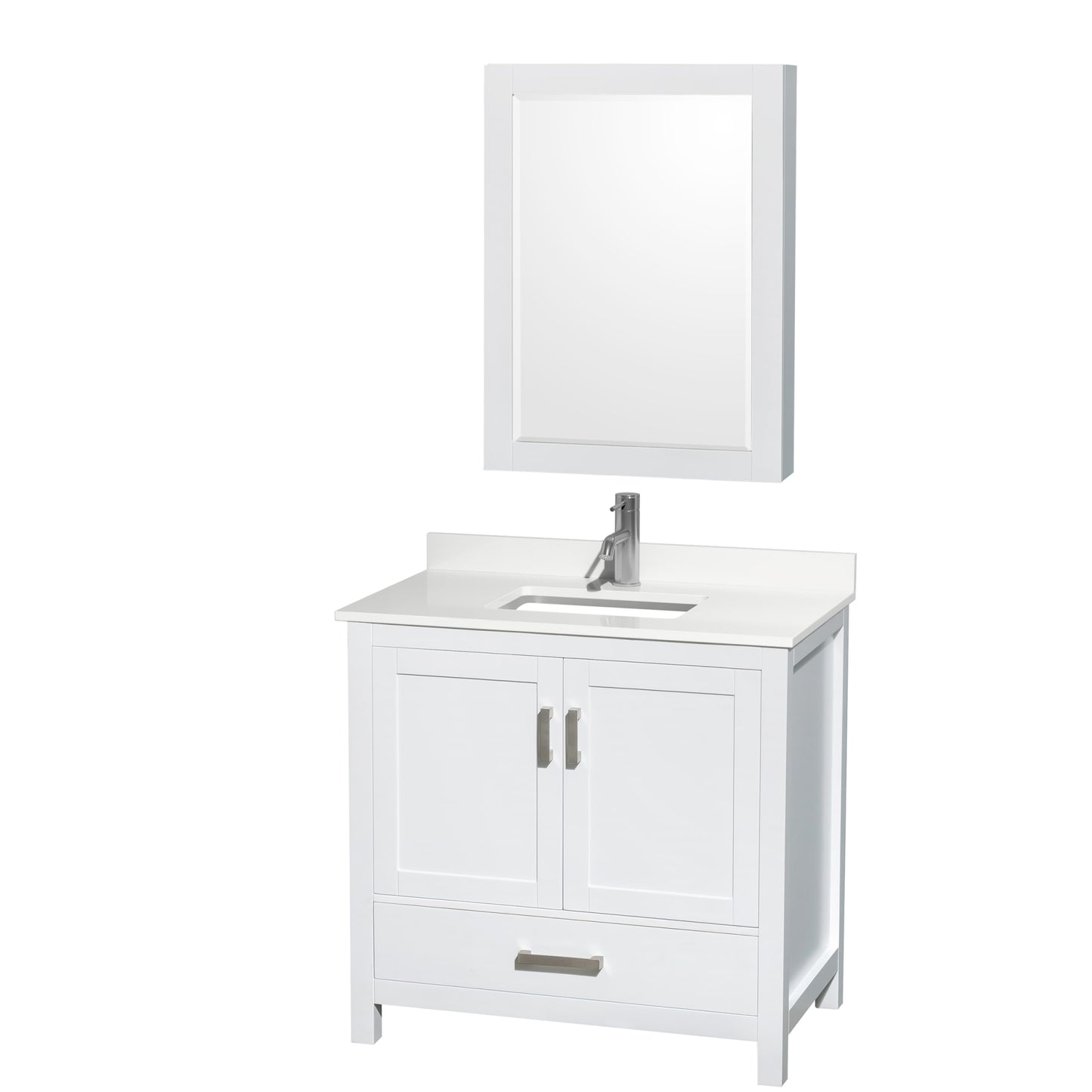 Sheffield Bathroom Vanity with Countertop 36 inch Single Sink Single hole Faucet Setup