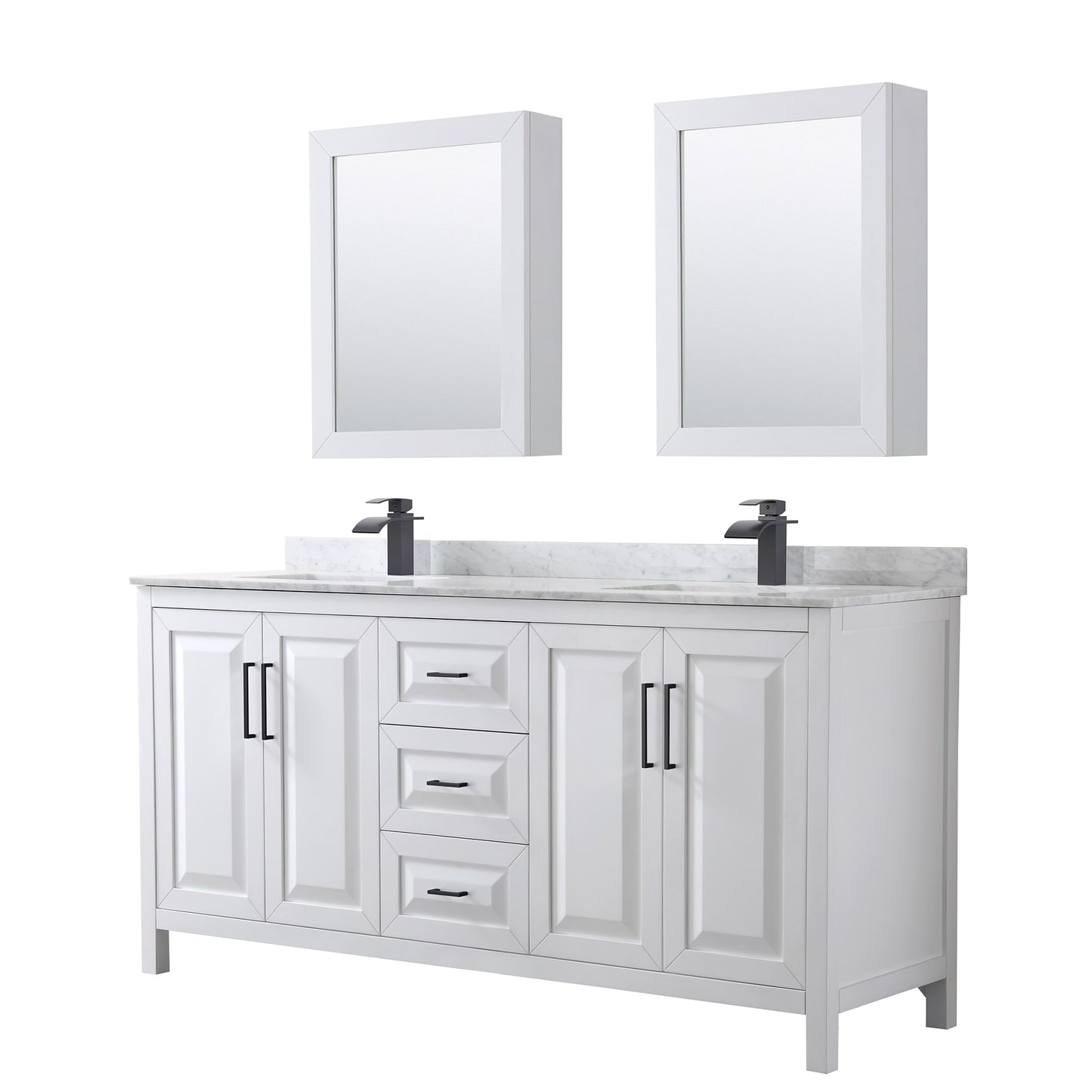 Daria Bathroom Vanity with Countertop 72 inch Double Sink Single hole Faucet Setup