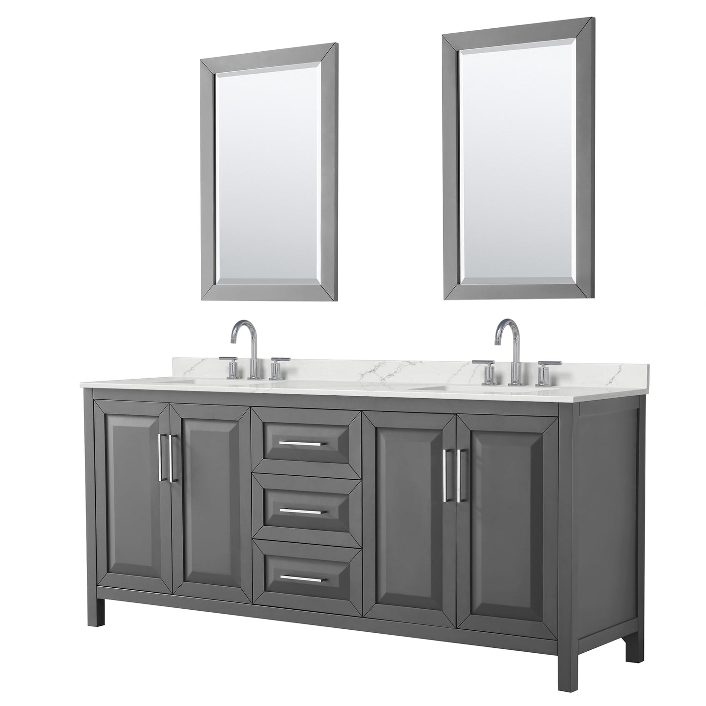 Daria Bathroom Vanity with Countertop 80 inch Double Sink 3-hole Faucet Setup