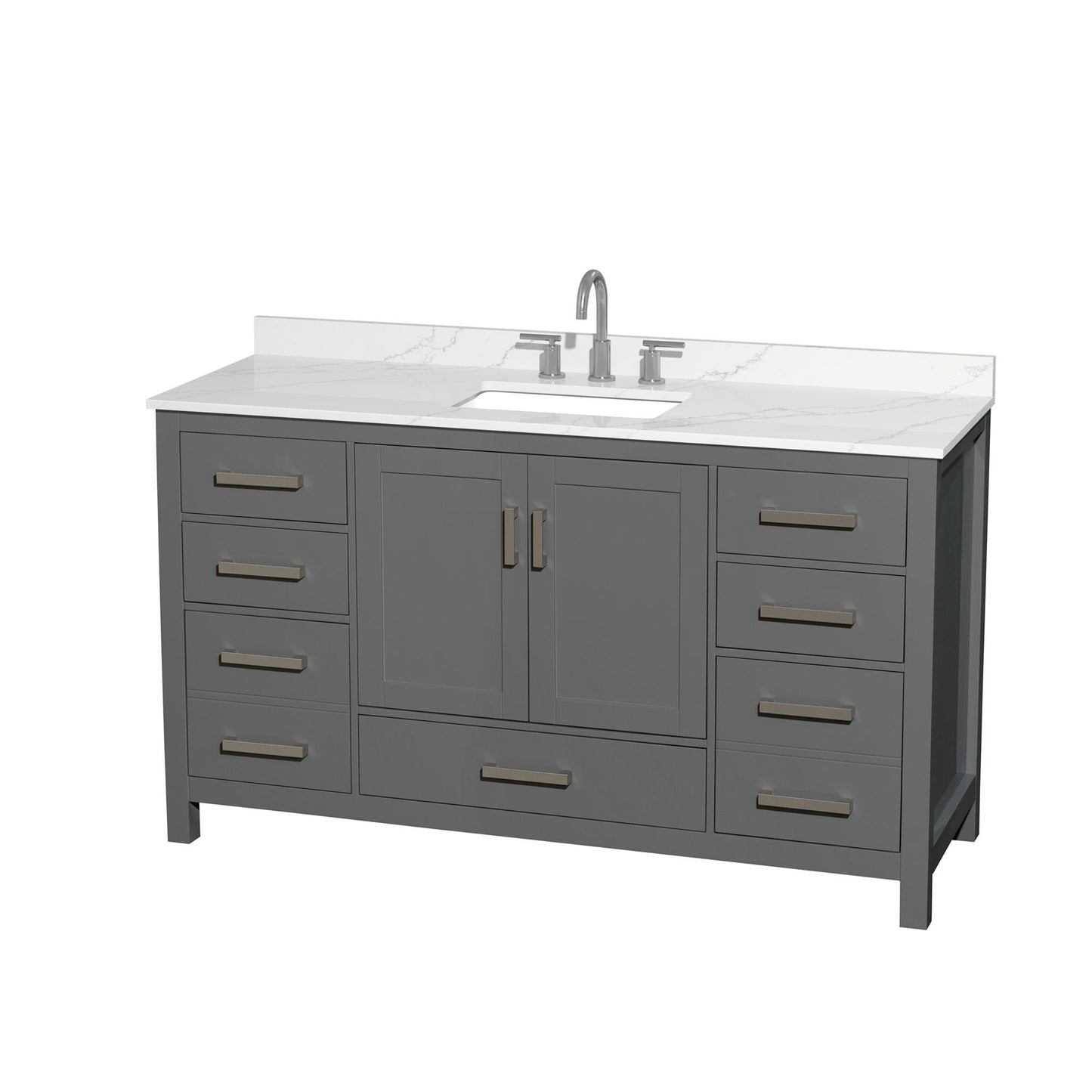 Sheffield Bathroom Vanity with Countertop 60 inch Single Sink 3-hole Faucet Setup