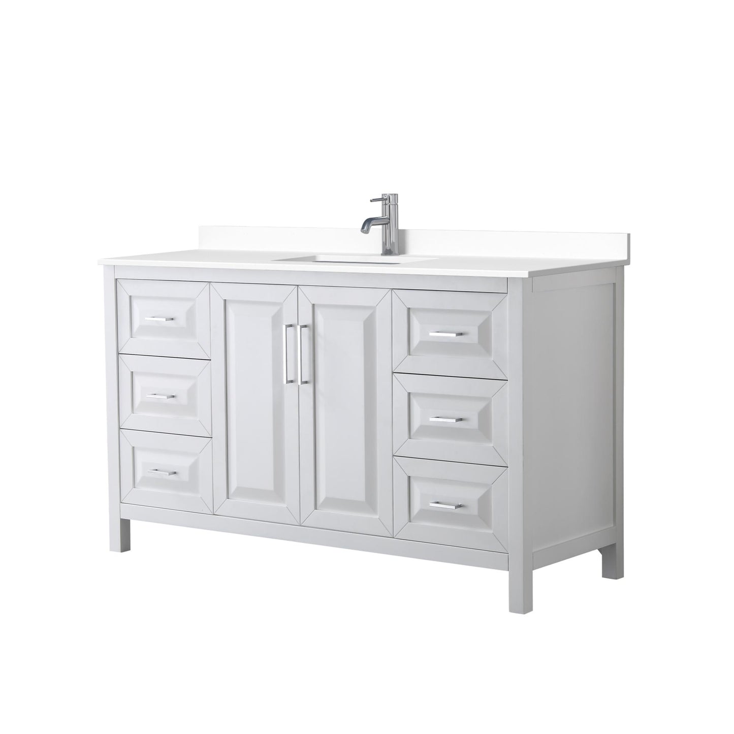 Daria Bathroom Vanity with Countertop 60 inch Single Sink Single hole Faucet Setup