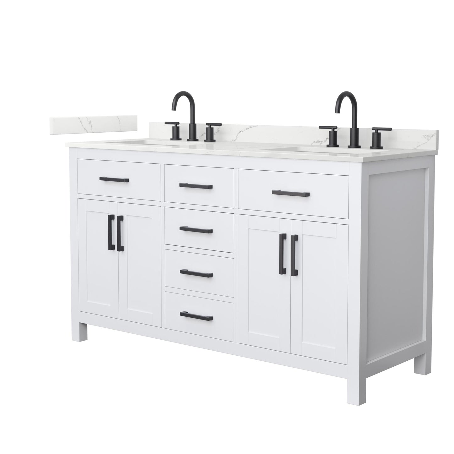 Beckett Bathroom Vanity with Countertop 60 inch Double Sink 3-hole Faucet Setup