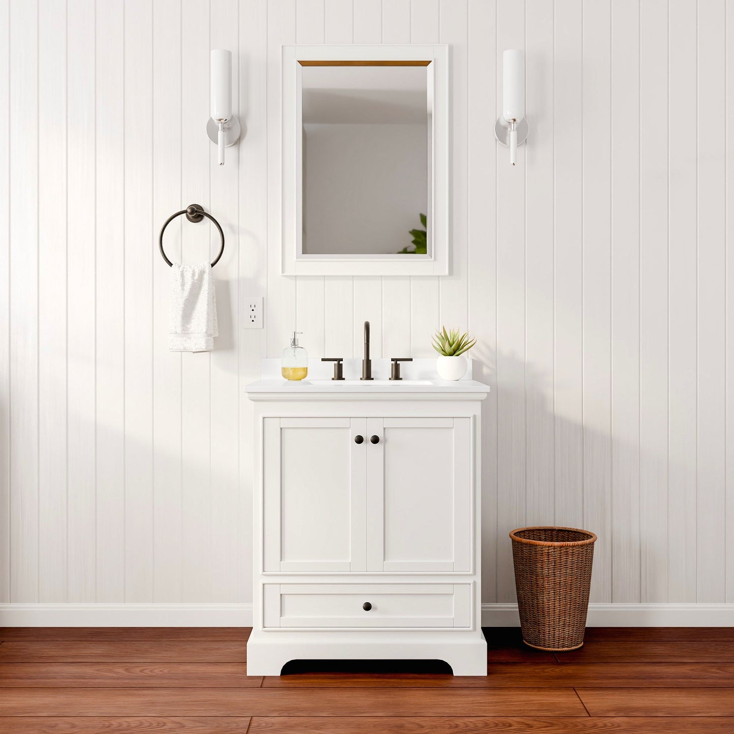 Deborah Bathroom Vanity with Countertop 30 inch Single Sink 3-hole Faucet Setup