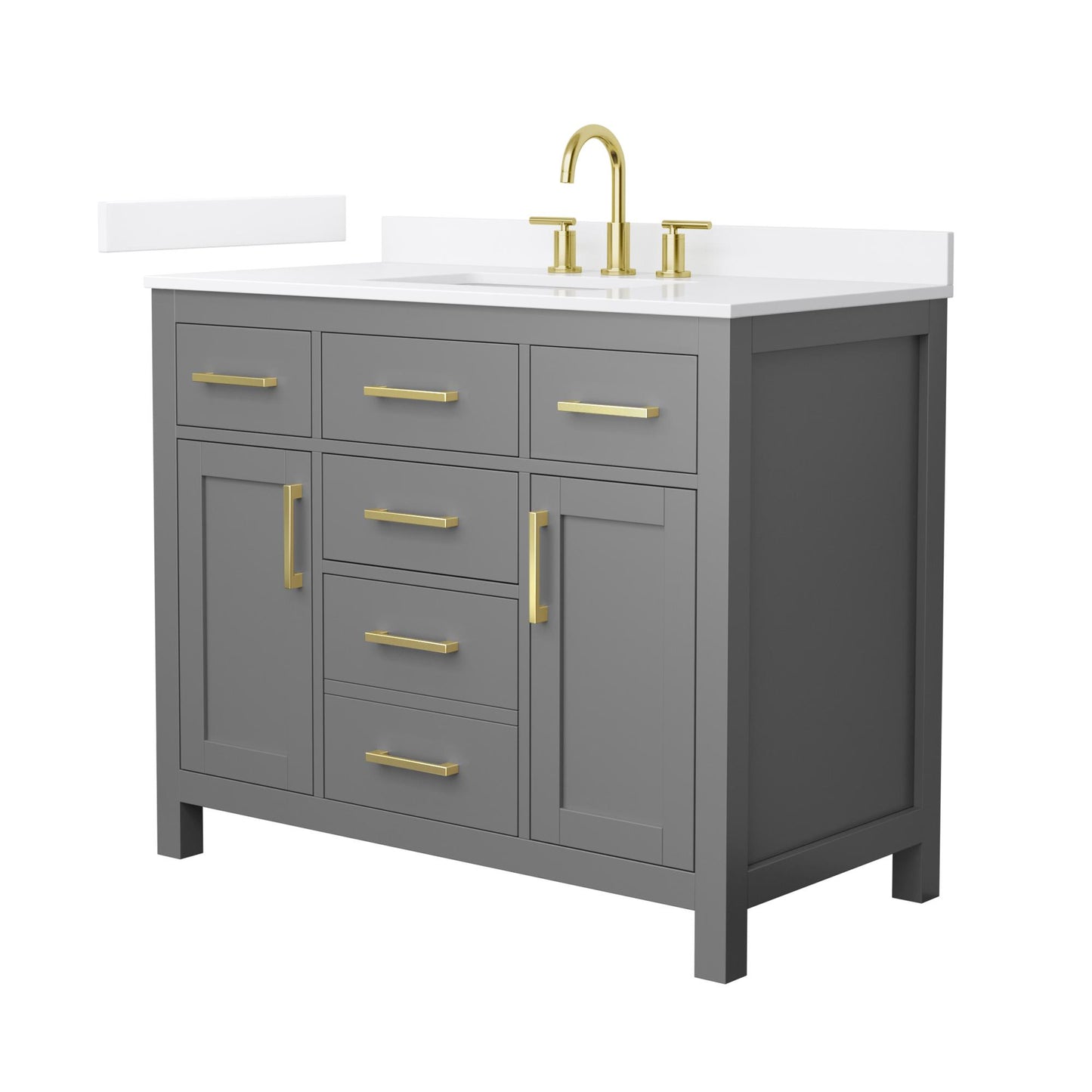 Beckett Bathroom Vanity with Countertop 42 inch Single Sink 3-hole Faucet Setup
