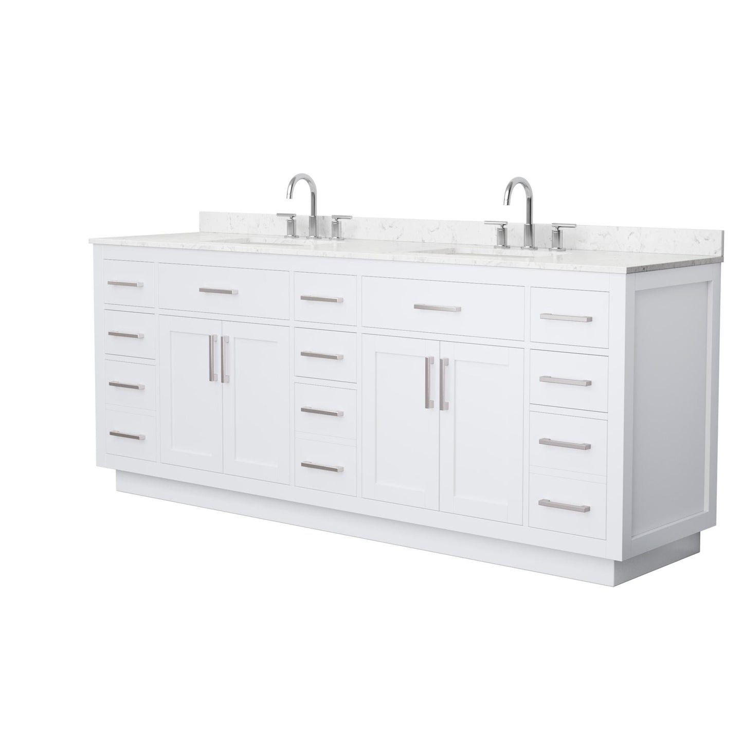 Beckett TK Bathroom Vanity with Countertop 84 inch Double Sink 3-hole Faucet Setup