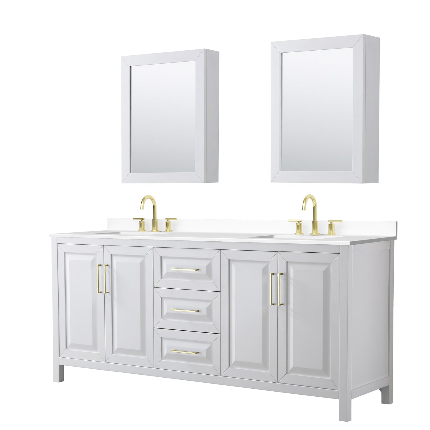 Daria Bathroom Vanity with Countertop 80 inch Double Sink 3-hole Faucet Setup