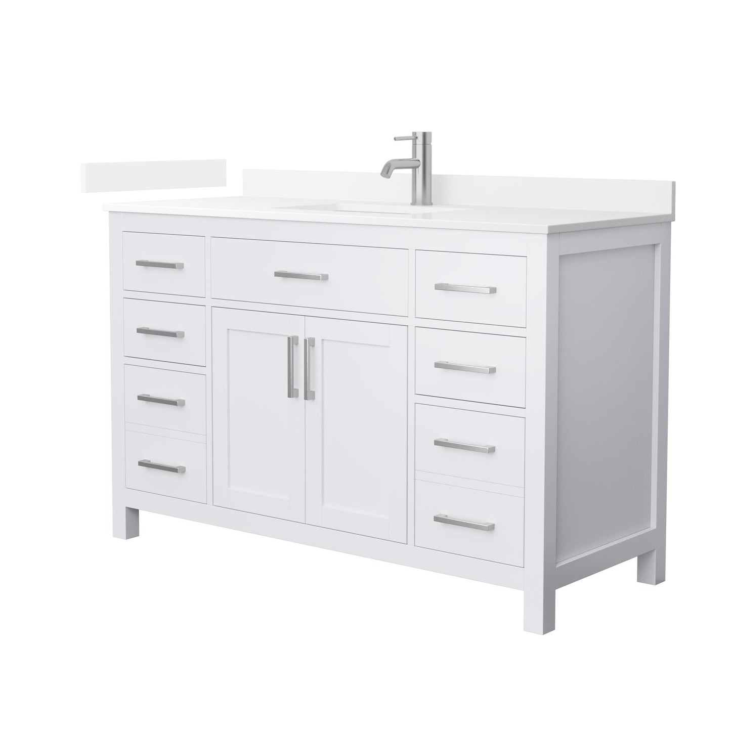 Beckett Bathroom Vanity with Countertop 54 inch Single Sink Single hole Faucet Setup
