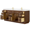 Custom image for Dark Oak with Brushed Gold Trim / White Cultured Marble / No Mirror