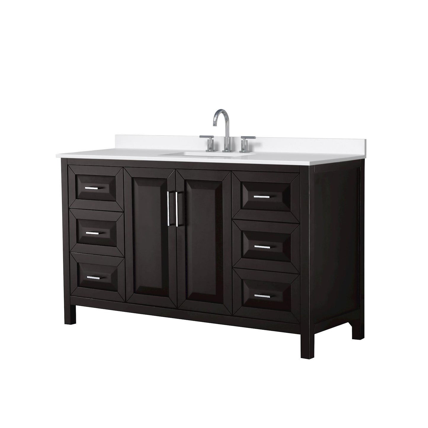 Daria Bathroom Vanity with Countertop 60 inch Single Sink 3-hole Faucet Setup