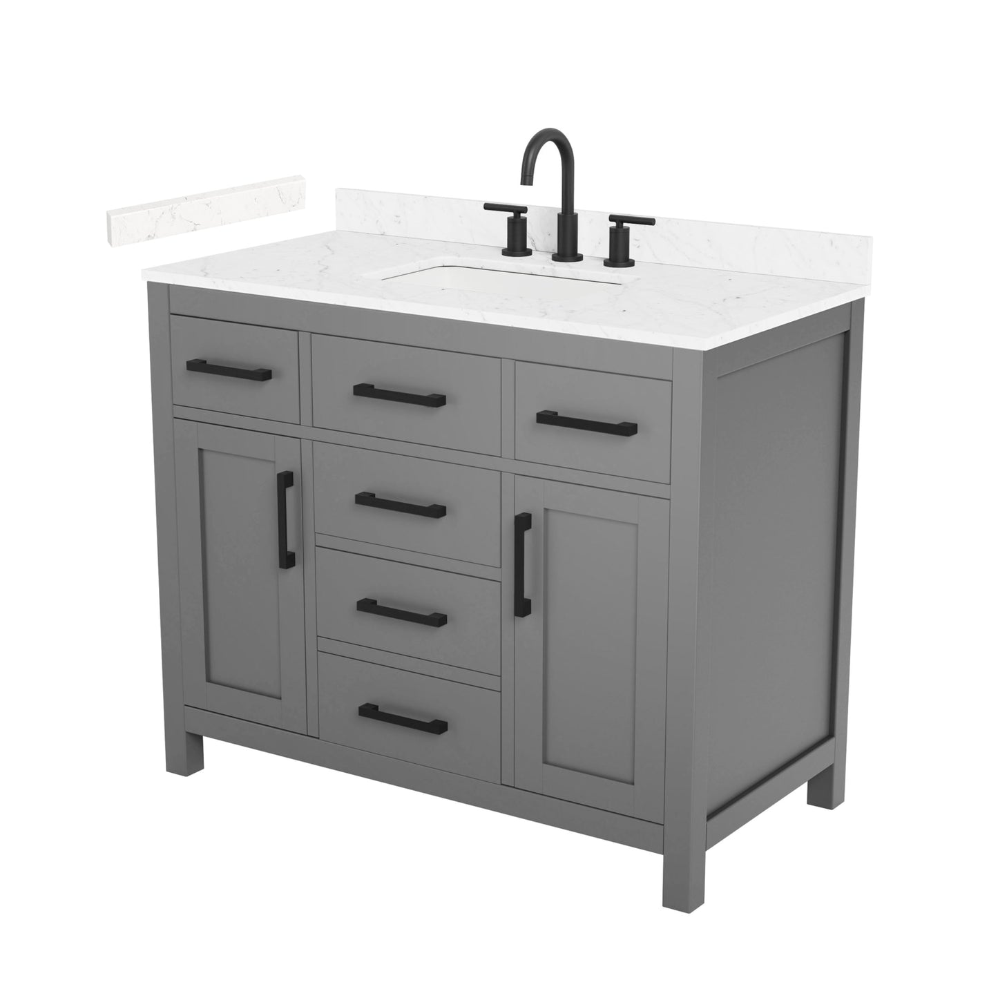 Beckett Bathroom Vanity with Countertop 42 inch Single Sink 3-hole Faucet Setup