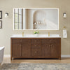 Custom image for Dark Walnut with Brushed Gold Trim / White Quartz / No Mirror