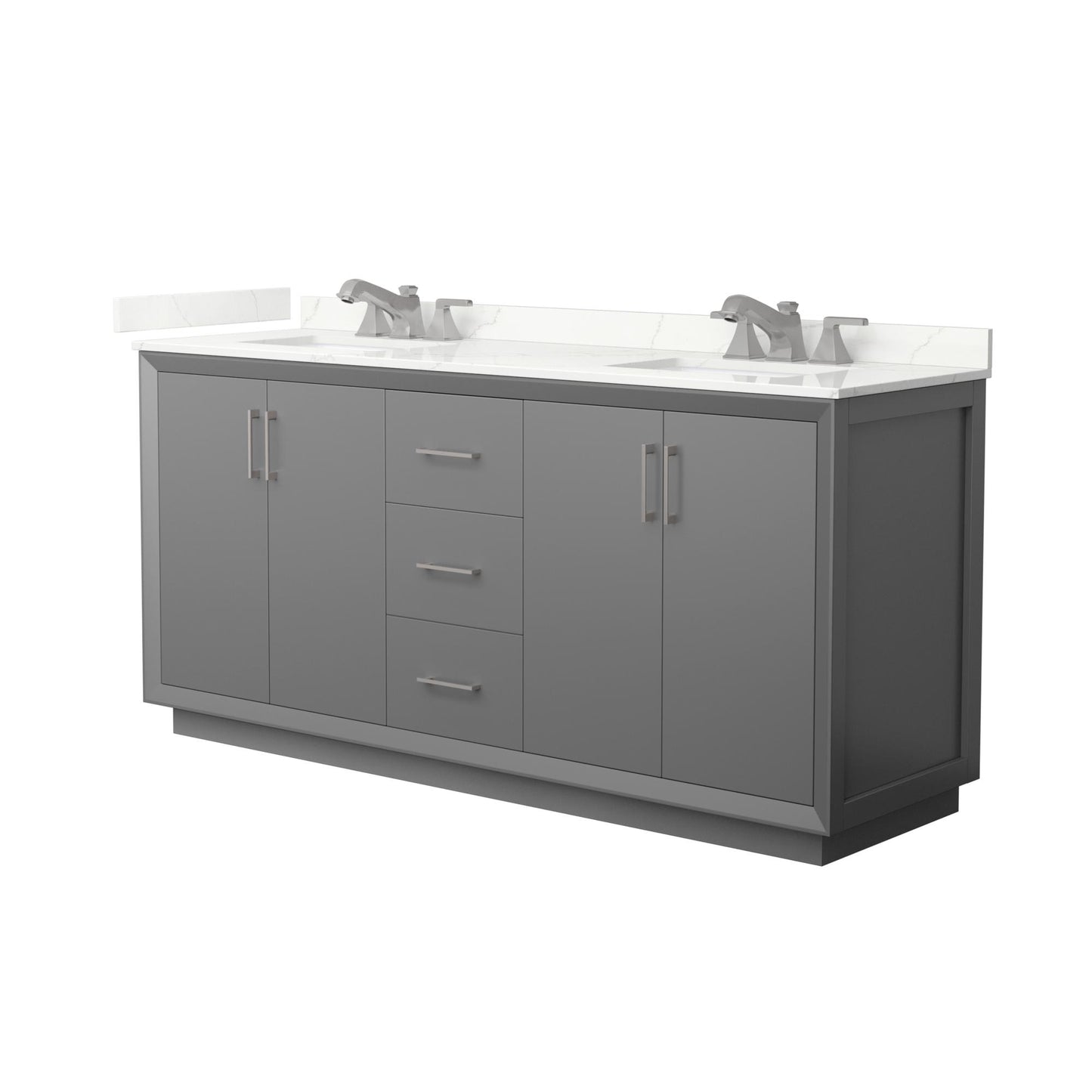 Strada Bathroom Vanity with Countertop 72 inch Double Sink 3-hole Faucet Setup