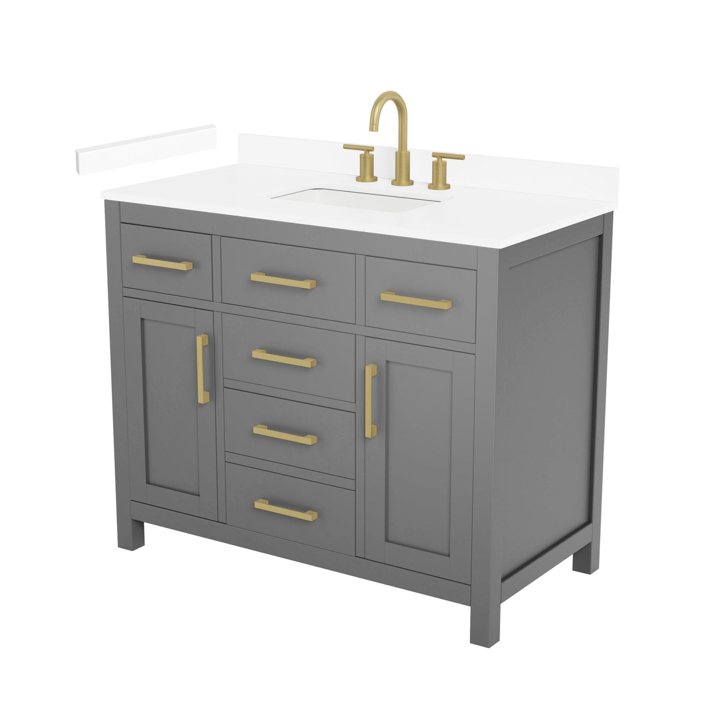 Beckett Bathroom Vanity with Countertop 42 inch Single Sink 3-hole Faucet Setup