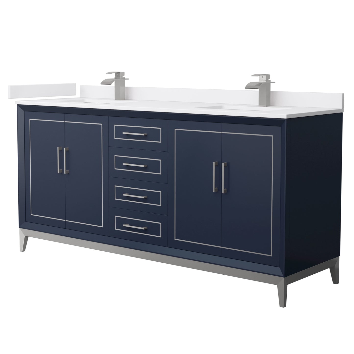 Marlena Bathroom Vanity with Countertop 72 inch Double Sink Single hole Faucet Setup