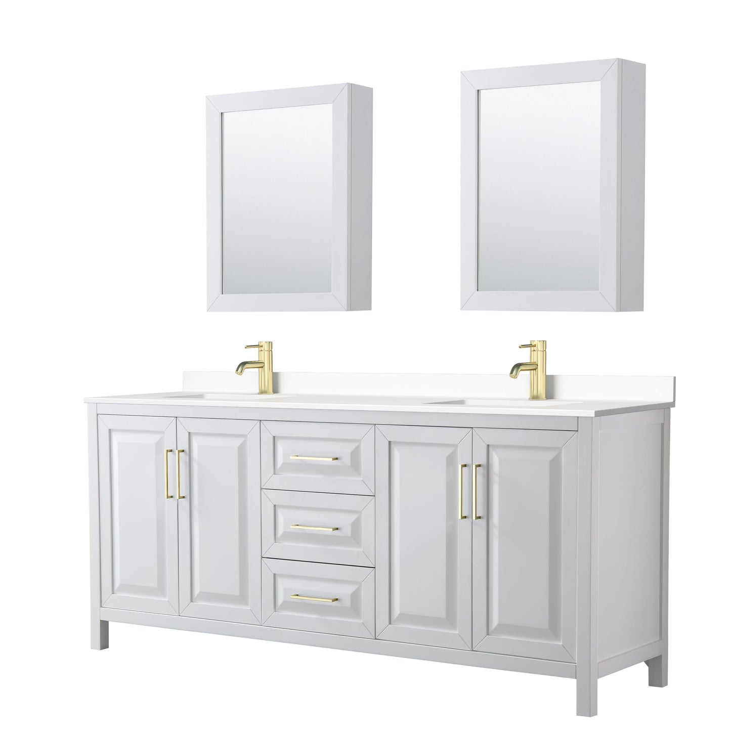 Daria Bathroom Vanity with Countertop 80 inch Double Sink Single hole Faucet Setup