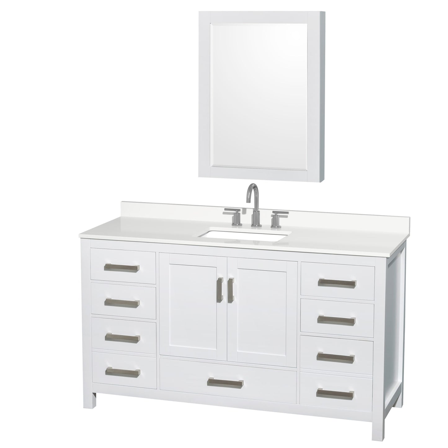 Sheffield Bathroom Vanity with Countertop 60 inch Single Sink 3-hole Faucet Setup