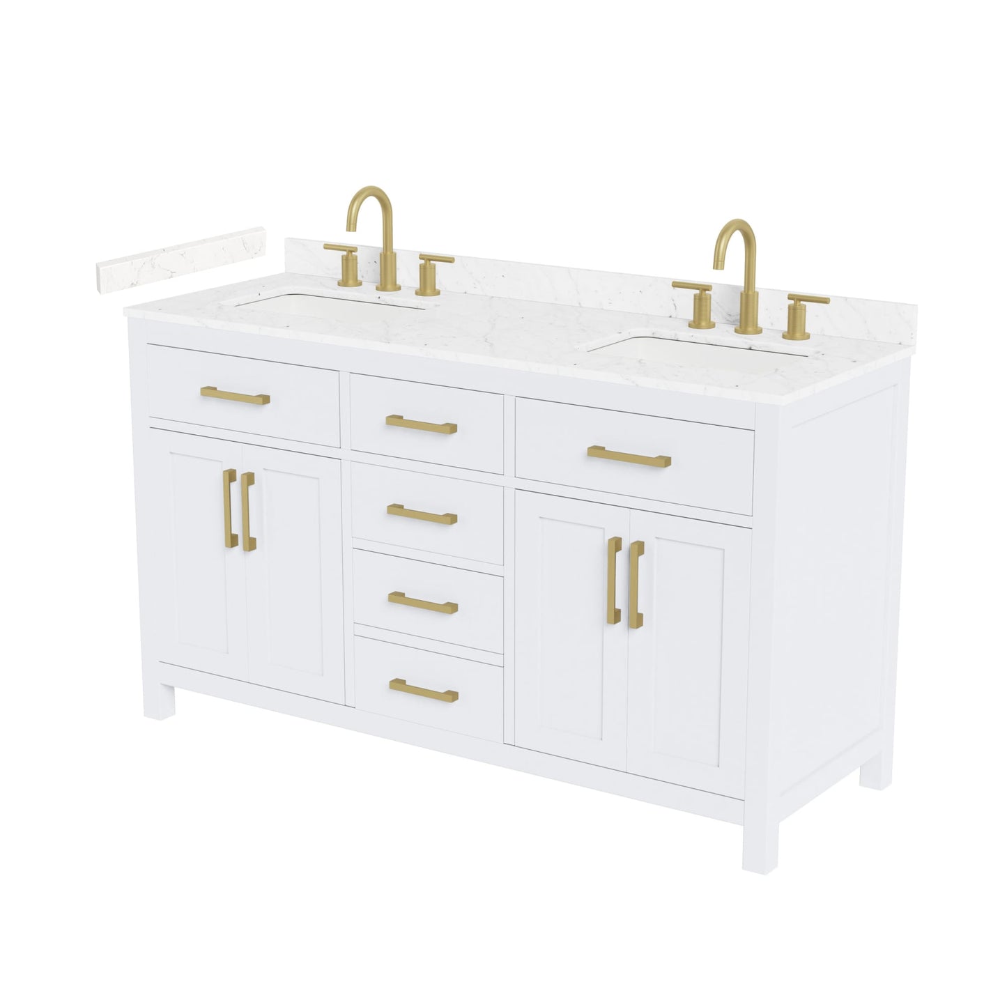 Beckett Bathroom Vanity with Countertop 60 inch Double Sink 3-hole Faucet Setup