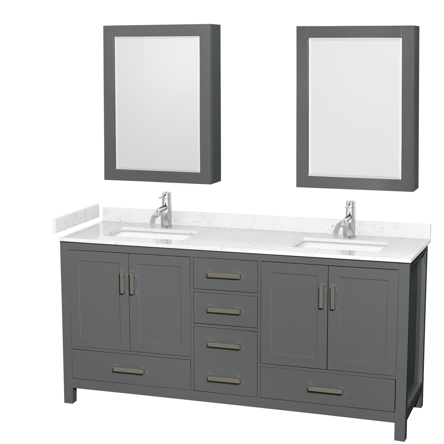 Sheffield Bathroom Vanity with Countertop 72 inch Double Sink Single hole Faucet Setup