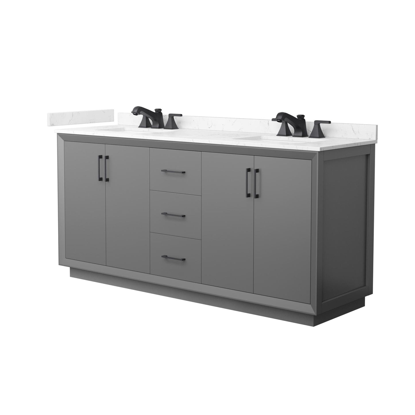 Strada Bathroom Vanity with Countertop 72 inch Double Sink 3-hole Faucet Setup