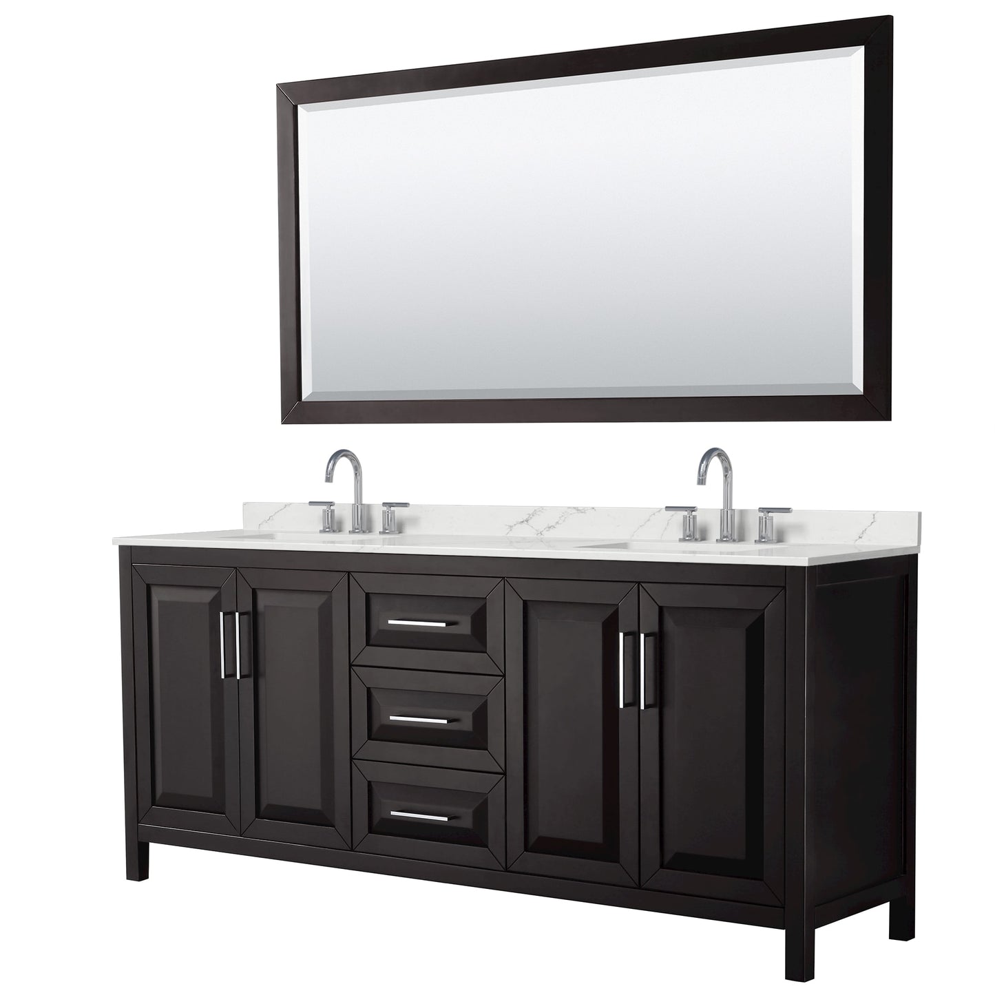 Daria Bathroom Vanity with Countertop 80 inch Double Sink 3-hole Faucet Setup