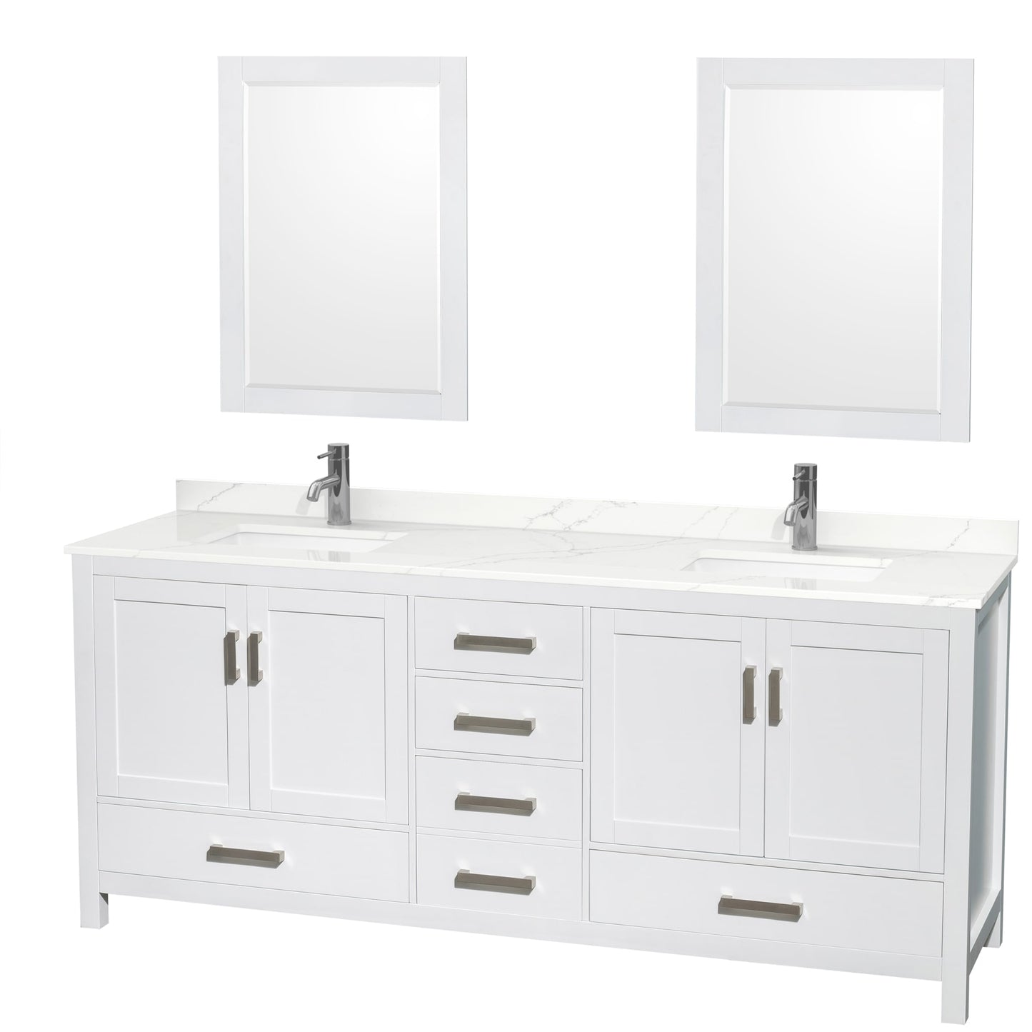 Sheffield Bathroom Vanity with Countertop 80 inch Double Sink Single hole Faucet Setup