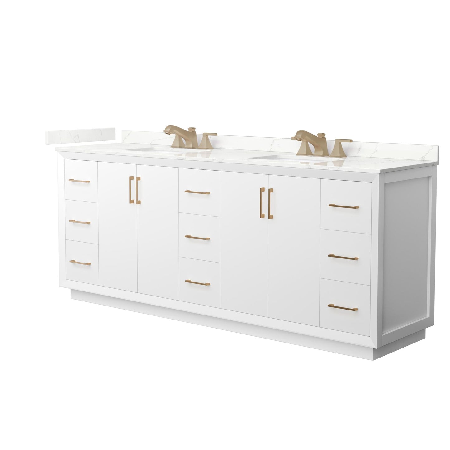 Strada Bathroom Vanity with Countertop 84 inch Double Sink 3-hole Faucet Setup