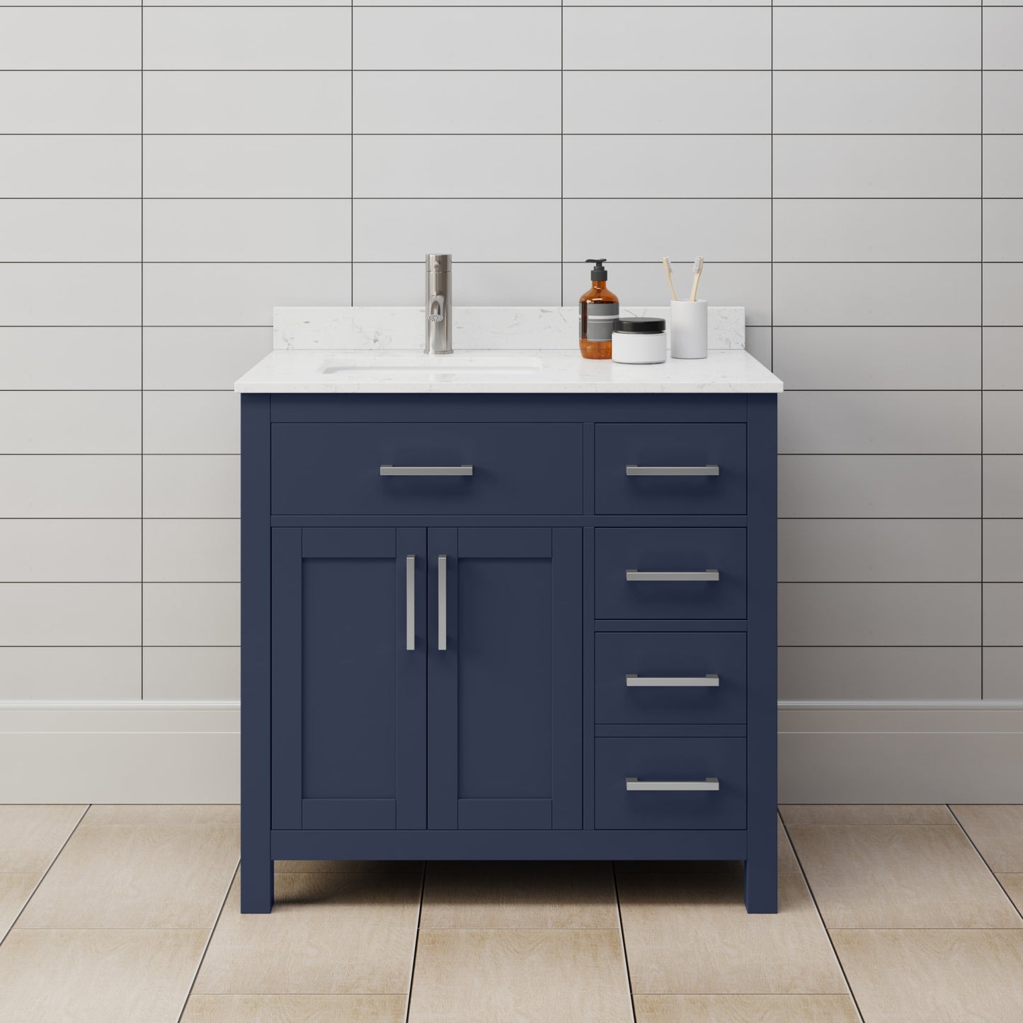 Beckett Bathroom Vanity with Countertop 36 inch Single Sink Single hole Faucet Setup