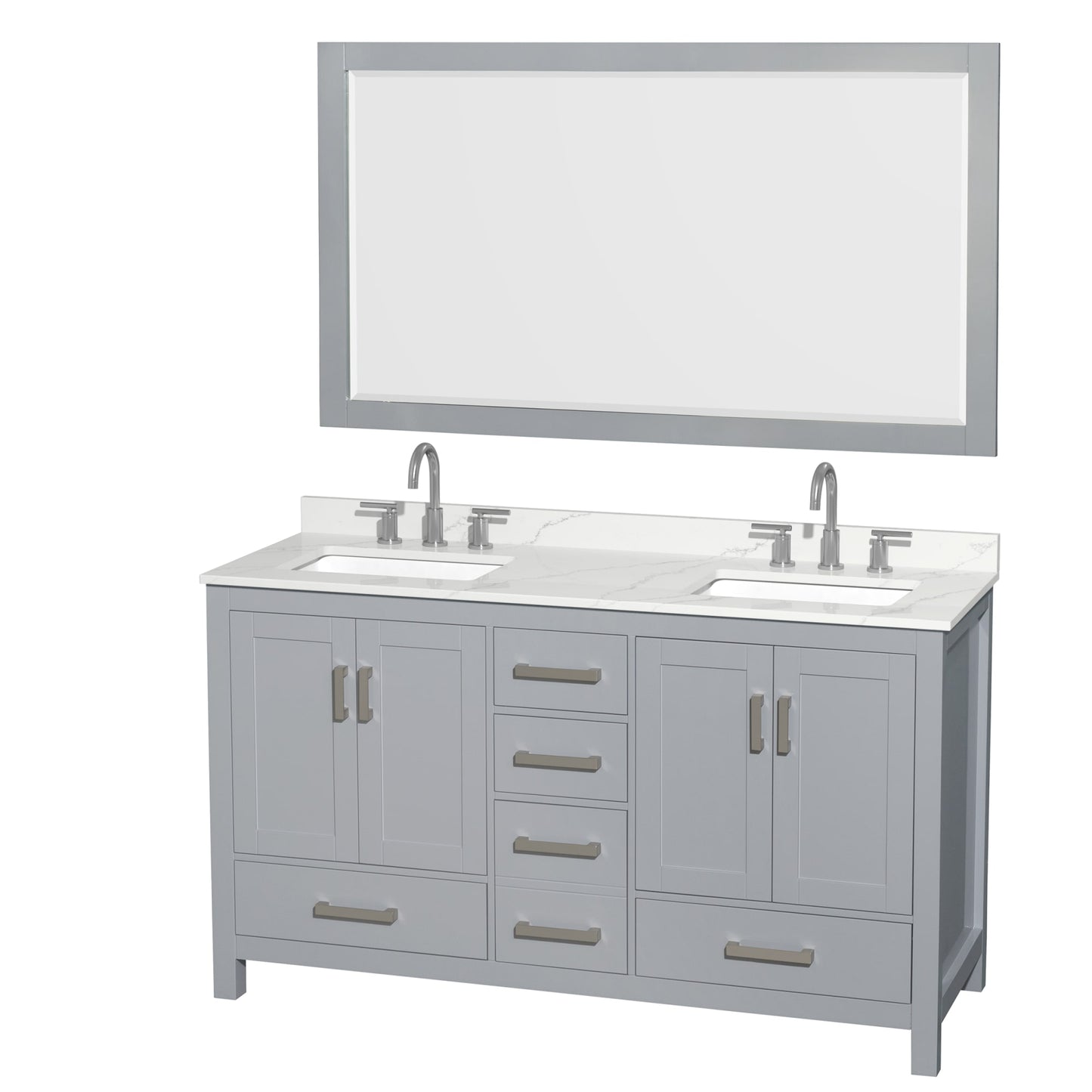 Sheffield Bathroom Vanity with Countertop 60 inch Double Sink 3-hole Faucet Setup