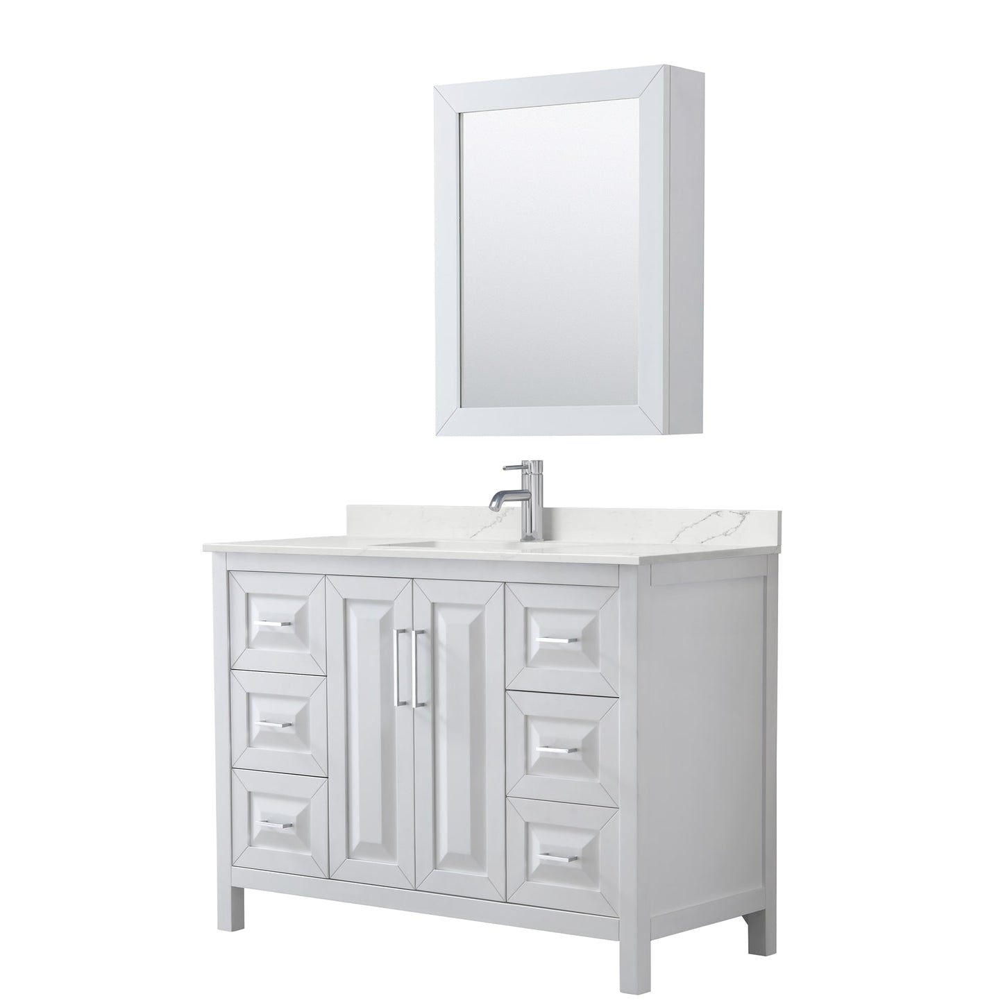 Daria Bathroom Vanity with Countertop 48 inch Single Sink Single hole Faucet Setup