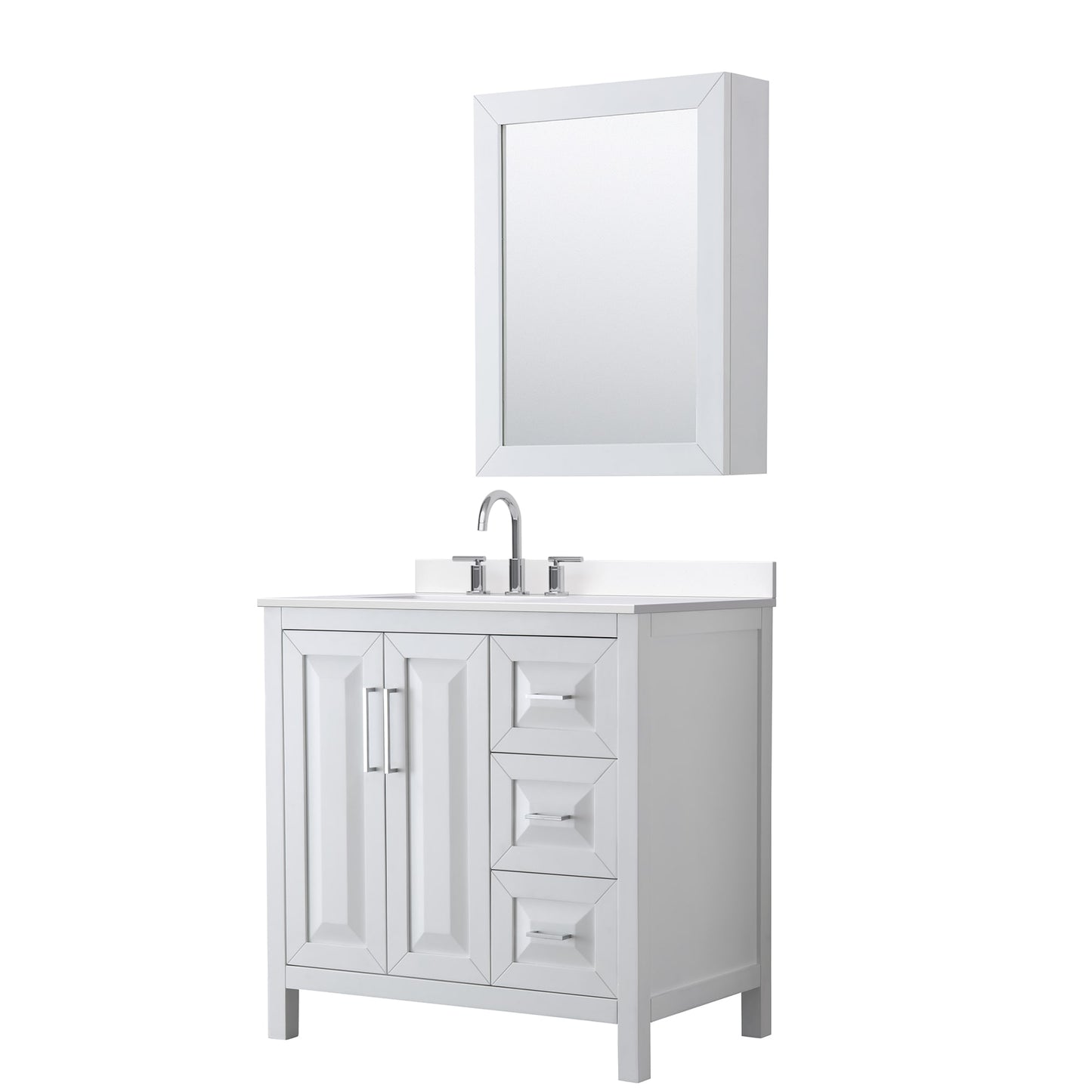Daria Bathroom Vanity with Countertop 36 inch Single Sink 3-hole Faucet Setup