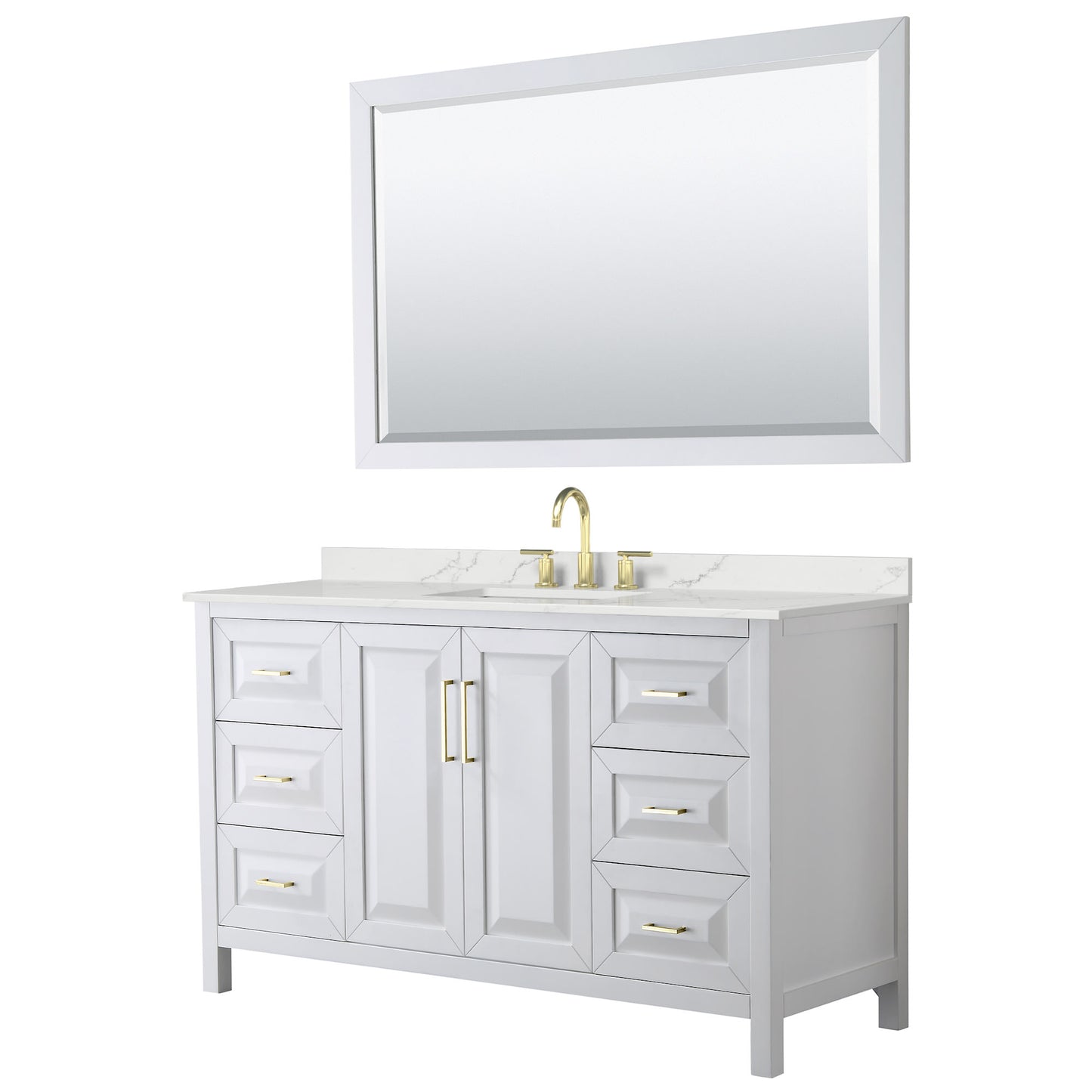 Daria Bathroom Vanity with Countertop 60 inch Single Sink 3-hole Faucet Setup