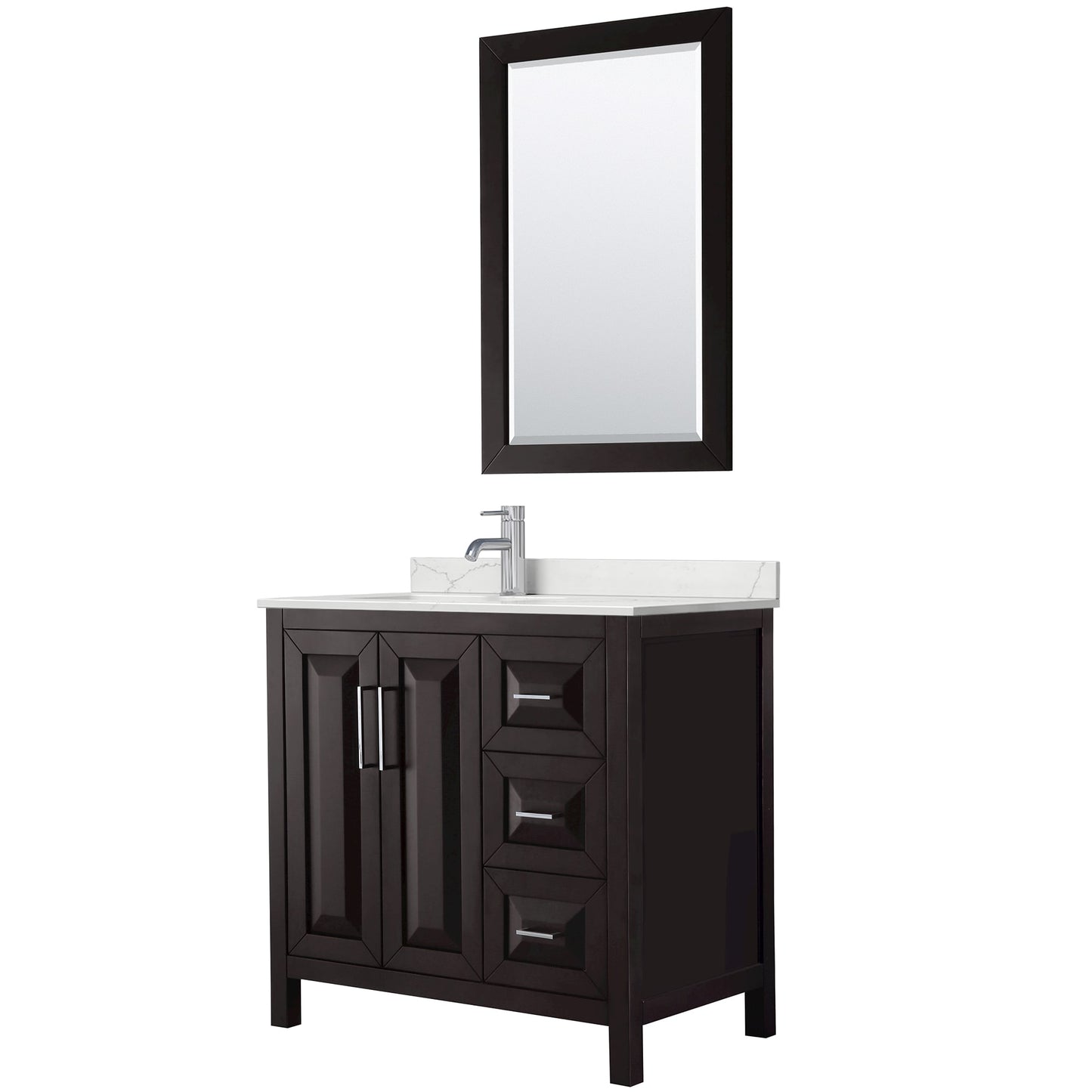 Daria Bathroom Vanity with Countertop 36 inch Single Sink Single hole Faucet Setup