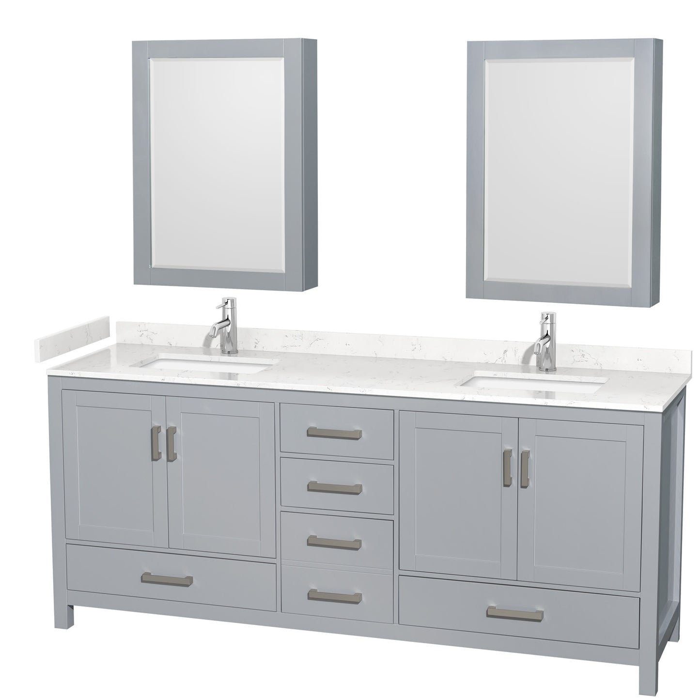 Sheffield Bathroom Vanity with Countertop 80 inch Double Sink Single hole Faucet Setup
