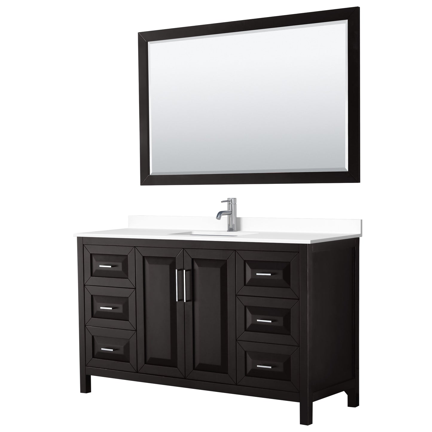 Daria Bathroom Vanity with Countertop 60 inch Single Sink Single hole Faucet Setup