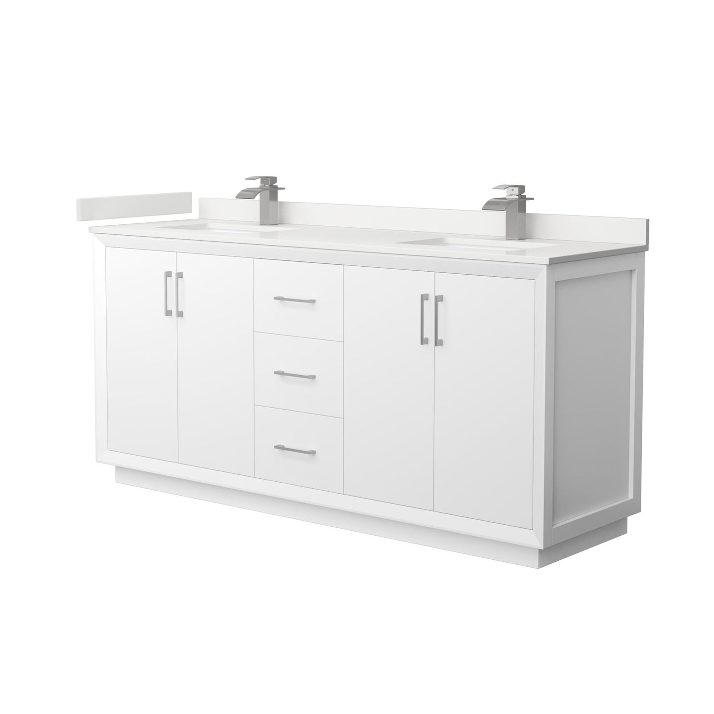 Strada Bathroom Vanity with Countertop 72 inch Double Sink Single hole Faucet Setup