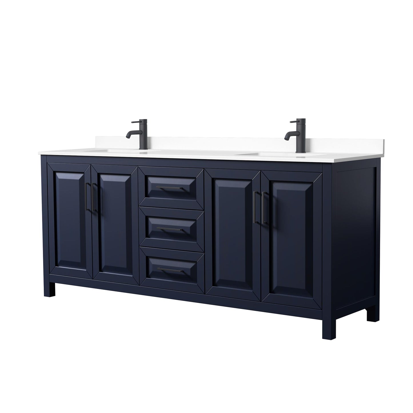 Daria Bathroom Vanity with Countertop 80 inch Double Sink Single hole Faucet Setup