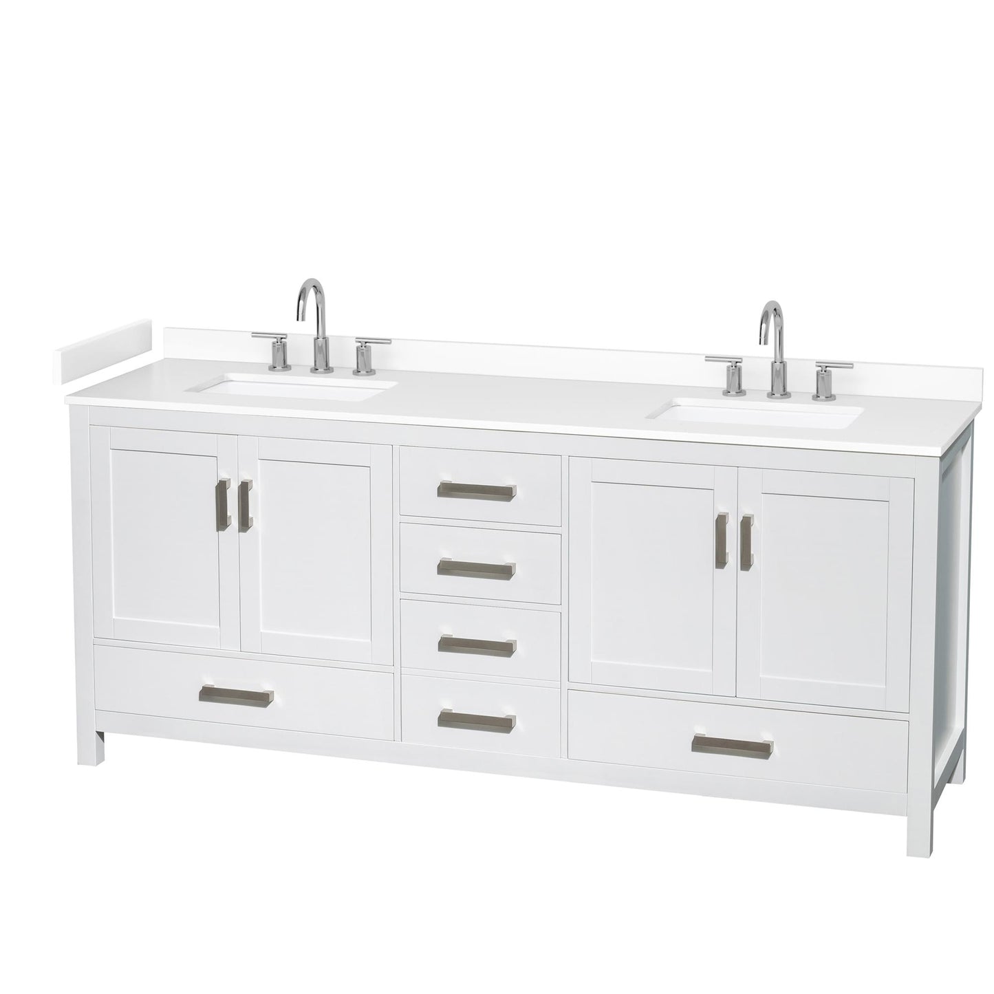 Sheffield Bathroom Vanity with Countertop 80 inch Double Sink 3-hole Faucet Setup