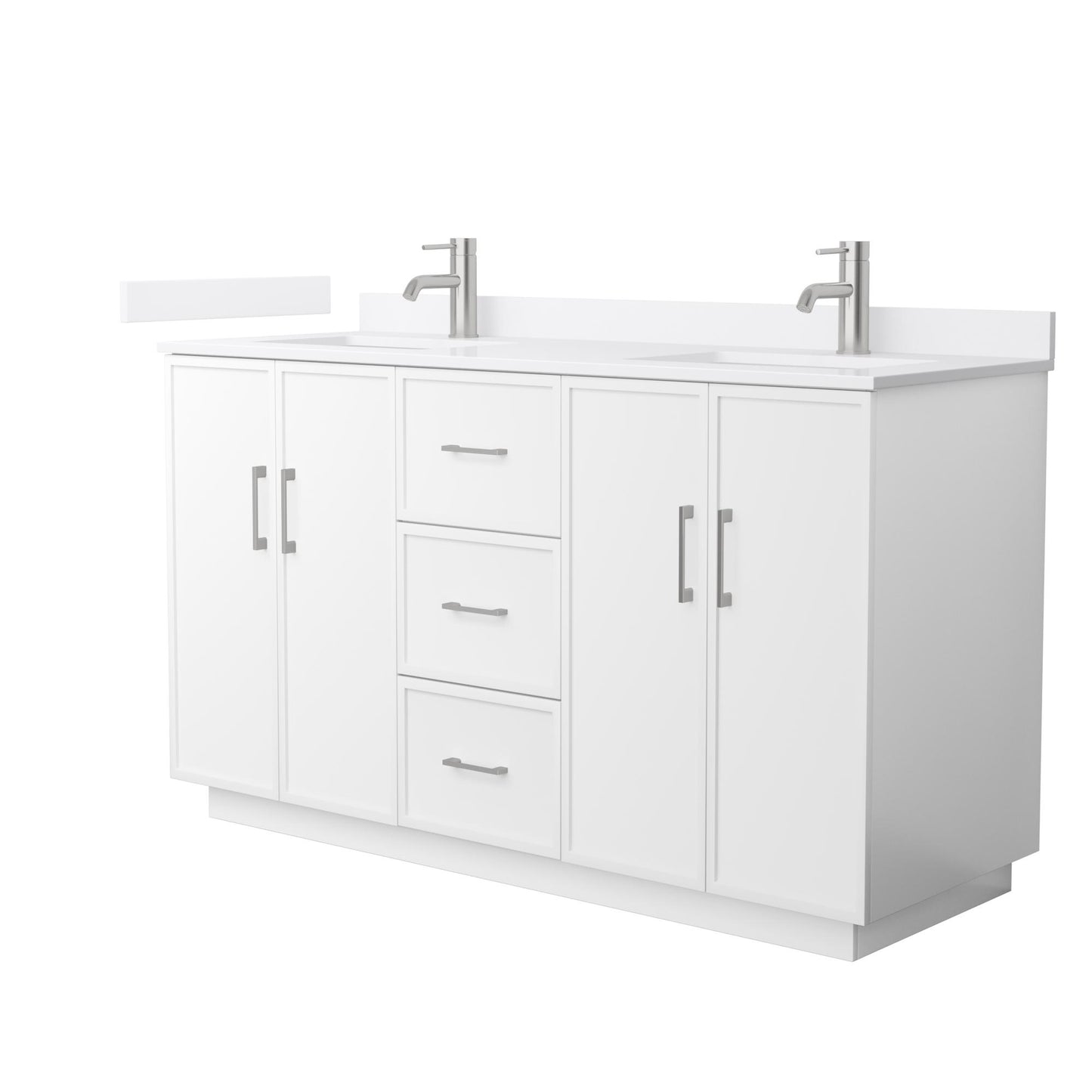 Elan TK Bathroom Vanity with Countertop 60 inch Double Sink Single hole Faucet Setup