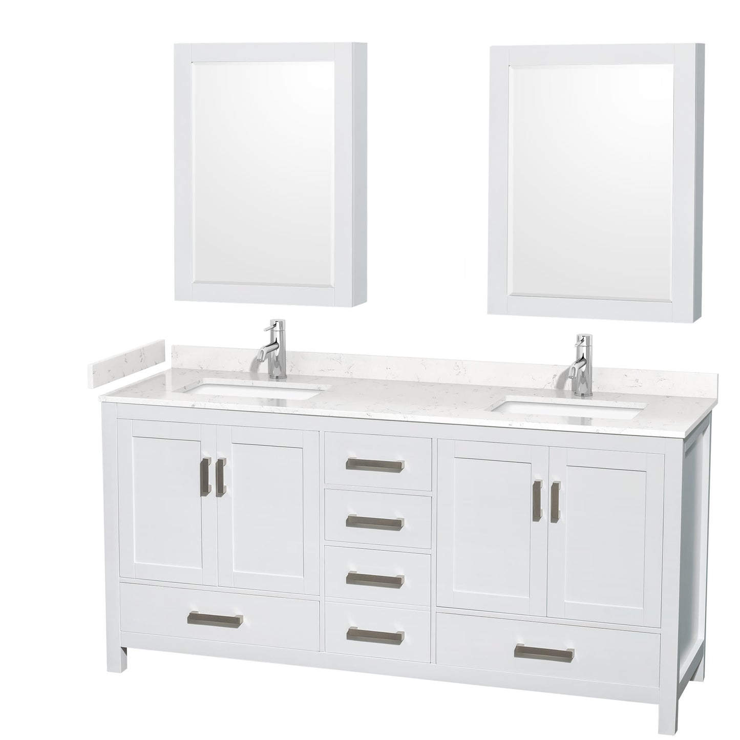 Sheffield Bathroom Vanity with Countertop 72 inch Double Sink Single hole Faucet Setup