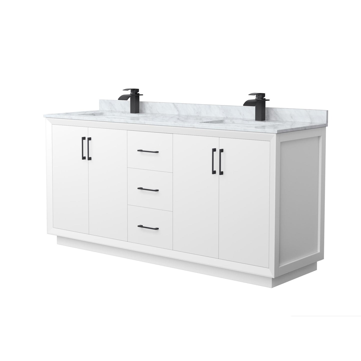 Strada Bathroom Vanity with Countertop 72 inch Double Sink Single hole Faucet Setup