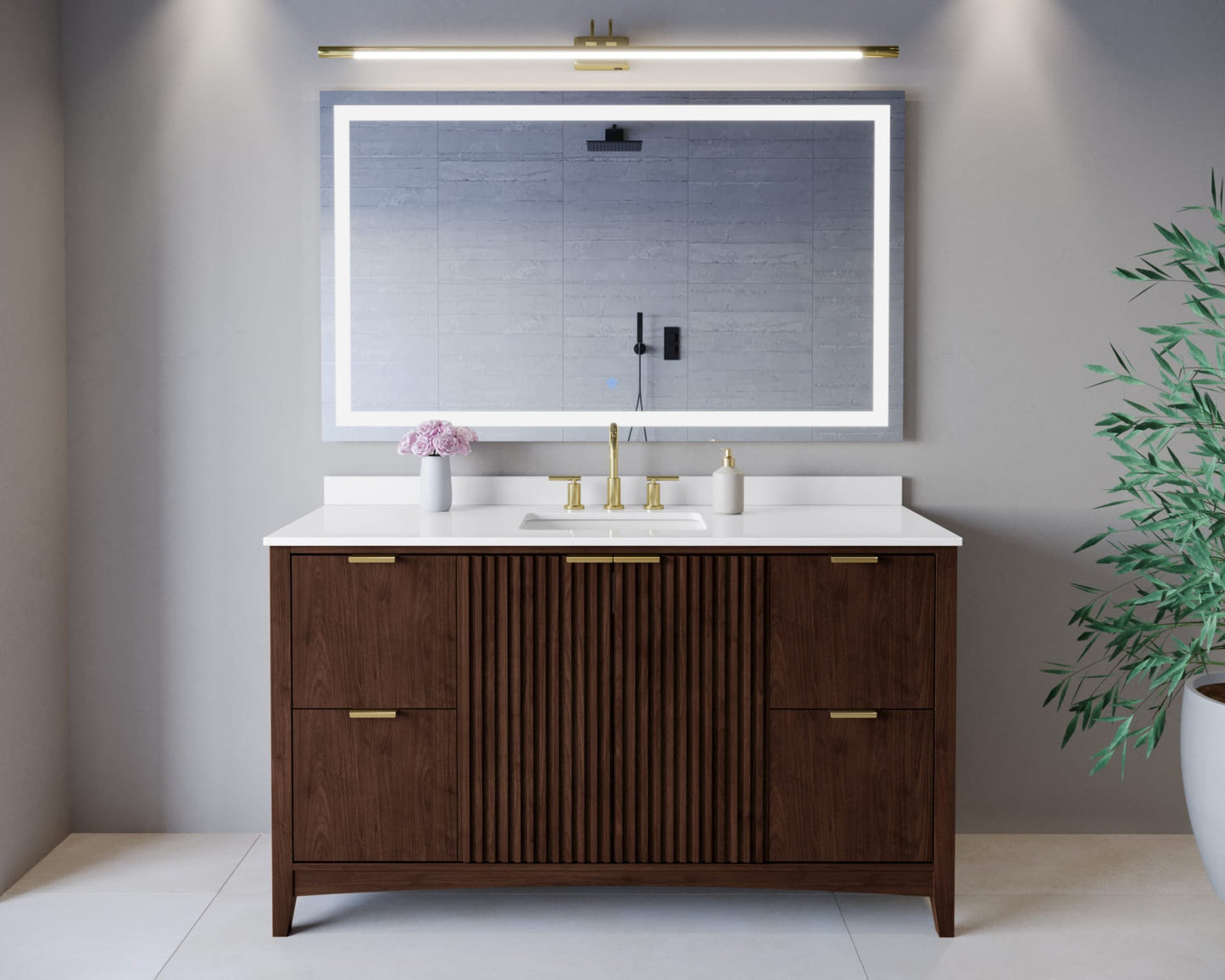 Palmilla Bathroom Vanity with Countertop 60 inch Single Sink 3-hole Faucet Setup